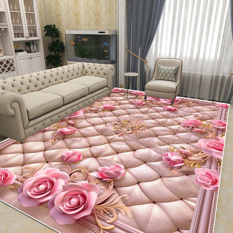 Flower Carpet Living Room Sofa Rugs European Style Luxury Bedroom Decoration Bedside Rug Large Room Cloakroom Lounge Floor Mats