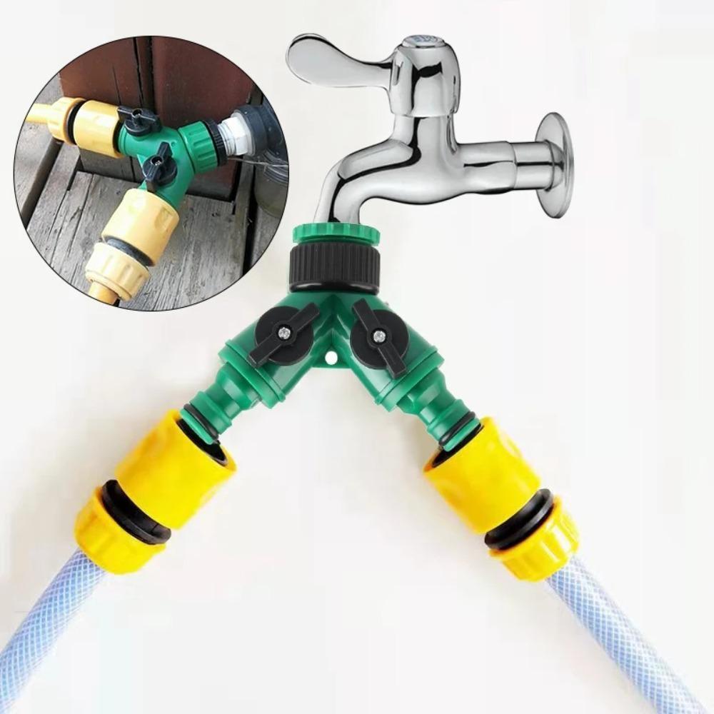 1/2" 3/4" Tap Connector Adapter Y-shaped Garden Irrigation Splitter Valve Watering Equipment
