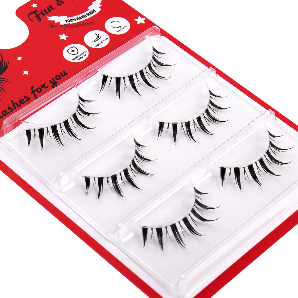 3 Pairs Of Transparent Stem Barbie Comic Eye False Eyelashes Simulation Curled Natural Fairy Lower Eyelashes Eyelashes