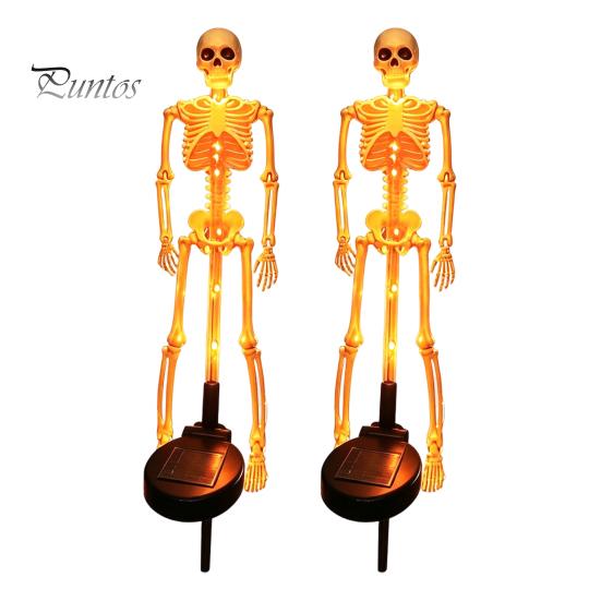 Automatic Dusk to Dawn Lamps Solar Skeleton Garden Stake Light, Halloween 3D Glowing Skull Yard Haunted House Landscape Lighting Decor with