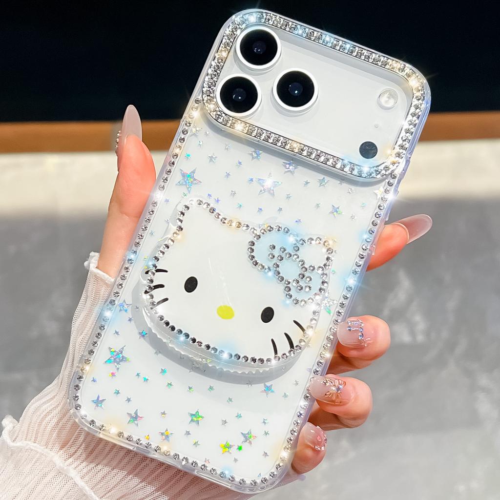 Love Mirror Stand Mobile Phone Case for Apple 17Air Fashion 16E Glitter Powder 15PROMAX Glitter Diamond Case