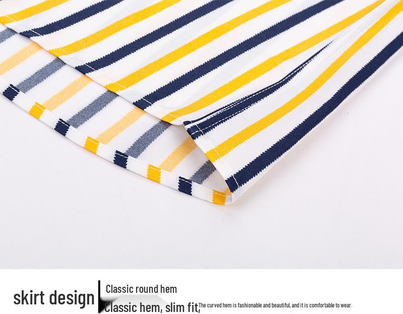 Men's Short Sleeve Non-Iron Striped Ice Silk Casual Korean Style Shirt