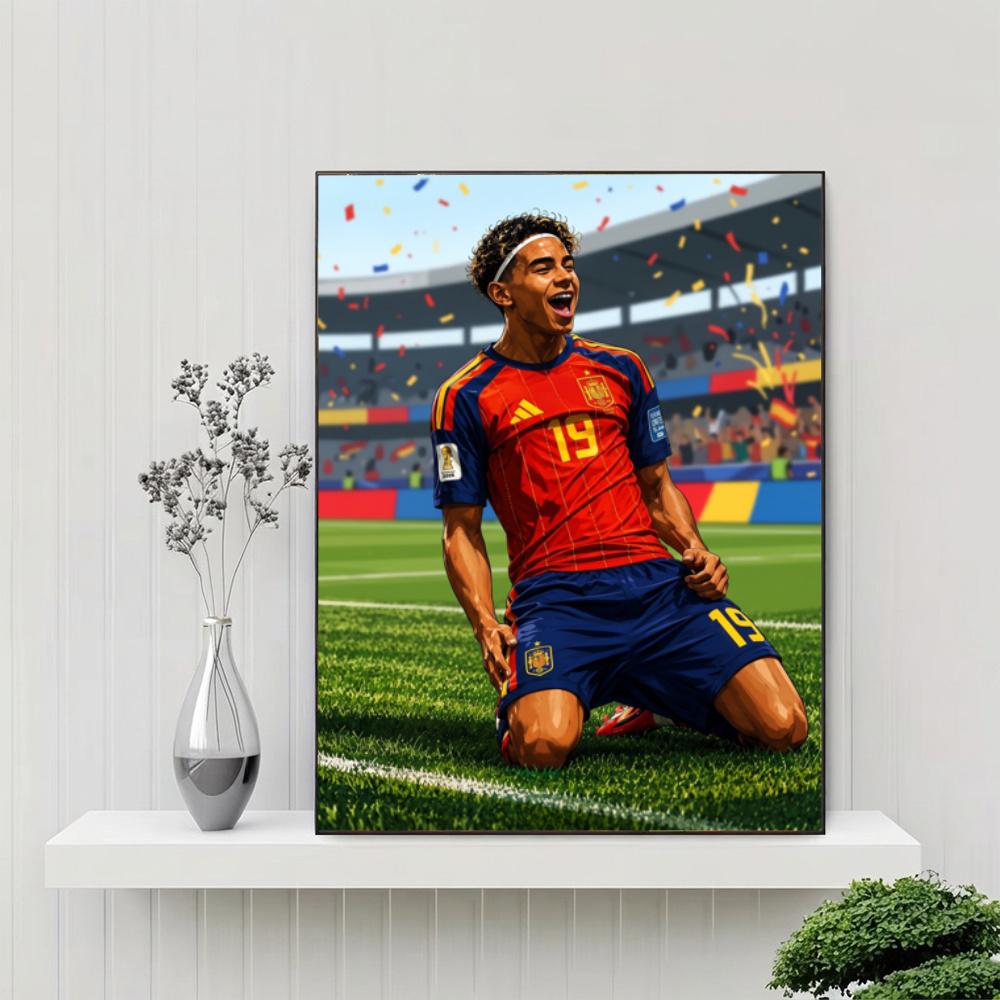 Lamine Yamal 19 Football Star 5D Diy Diamond Painting Round Diamond Diy Frameless Holiday Artwork Suitable For Home Office Wall Decoration