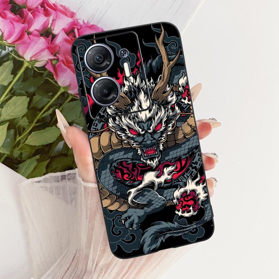 For Infinix Hot 30 5G X6832 Cool Dragon Tiger Pattern Phone Case For Infinix Hot30 5G Black Silicone Soft Cases