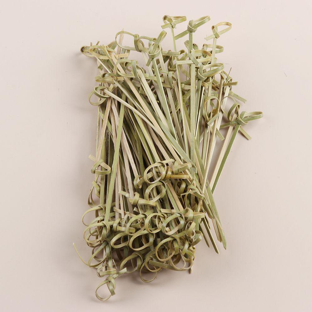 100pcs Disposable Party Decoration Bar Tool Cocktail Picks Bamboo Knot Skewers Fruit Forks Stick
