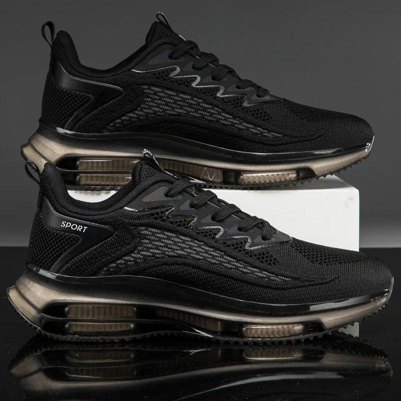 

Модные мужские кроссовки, беговые ботинки, новая модная спортивная обувь для бега на открытом воздухе, сетчатая дышащая амортизирующая обувь для баскетбола, мужской большой размер 45 44 чёрный