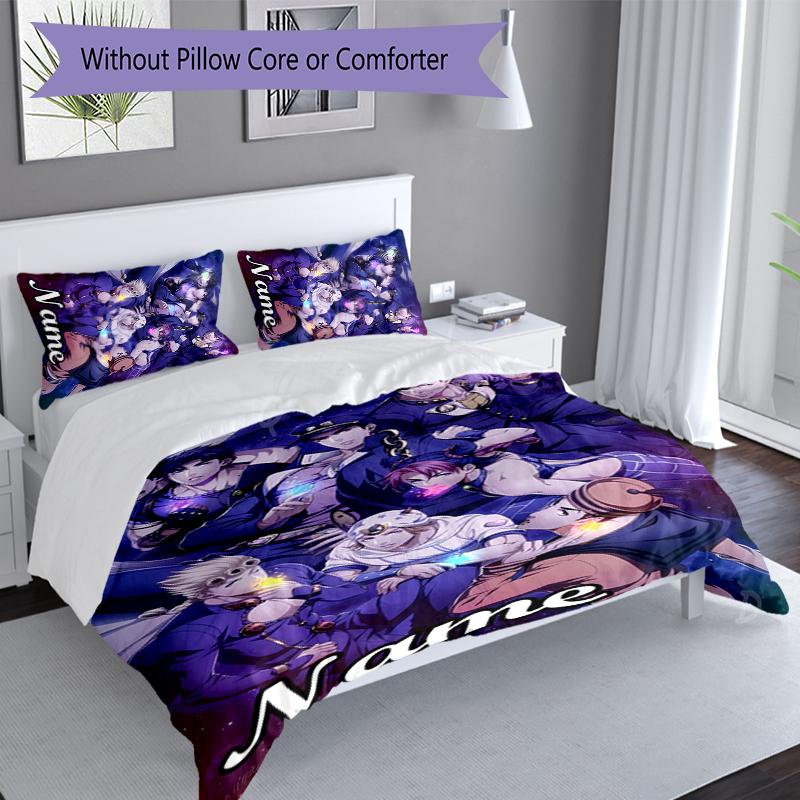 3pcs Custom Name JoJo's Bizarre Adventure Set,Includes 1 Duvet Cover and 2 Pillowcases,All-season Bedroom Decor