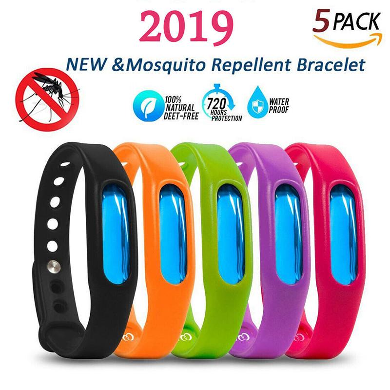 5Pcs Anti Mosquito Insect & Bug Repellent Bracelet Bands Silicone Wristband