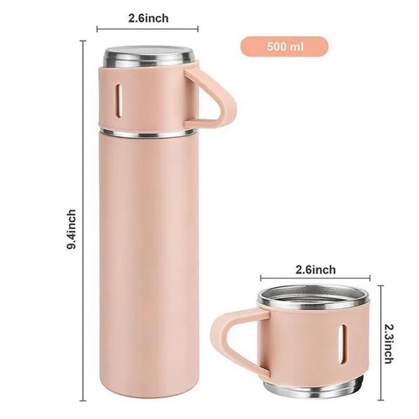 Vacuum Insulated Flask Stainless Steel Thermo Bottle with Cup for Coffee Tea 500ml Double-Layer Stainless