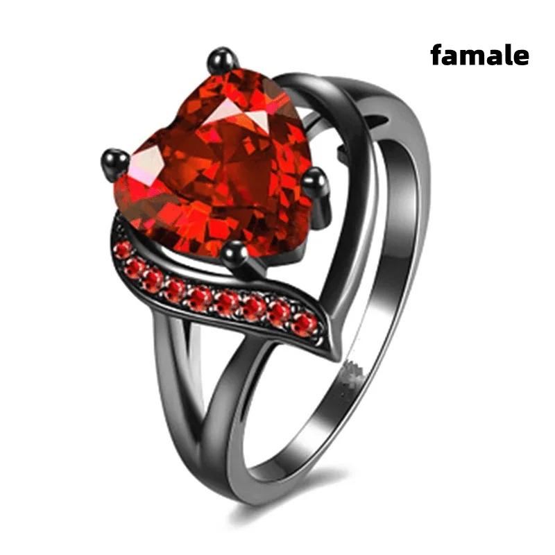 

Charm Couple Rings For Men Stainless Steel Celtic Dragon Ring Heart Red Zircon Women Wedding Rings Set Valentine s Day Jewelry 6