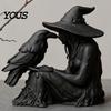 Stable Base Witch Ornament 3D Printed Ornament, with Matte Black Figurine, Frosted Paint Gothic Style Resin Sculpture for Halloween Party