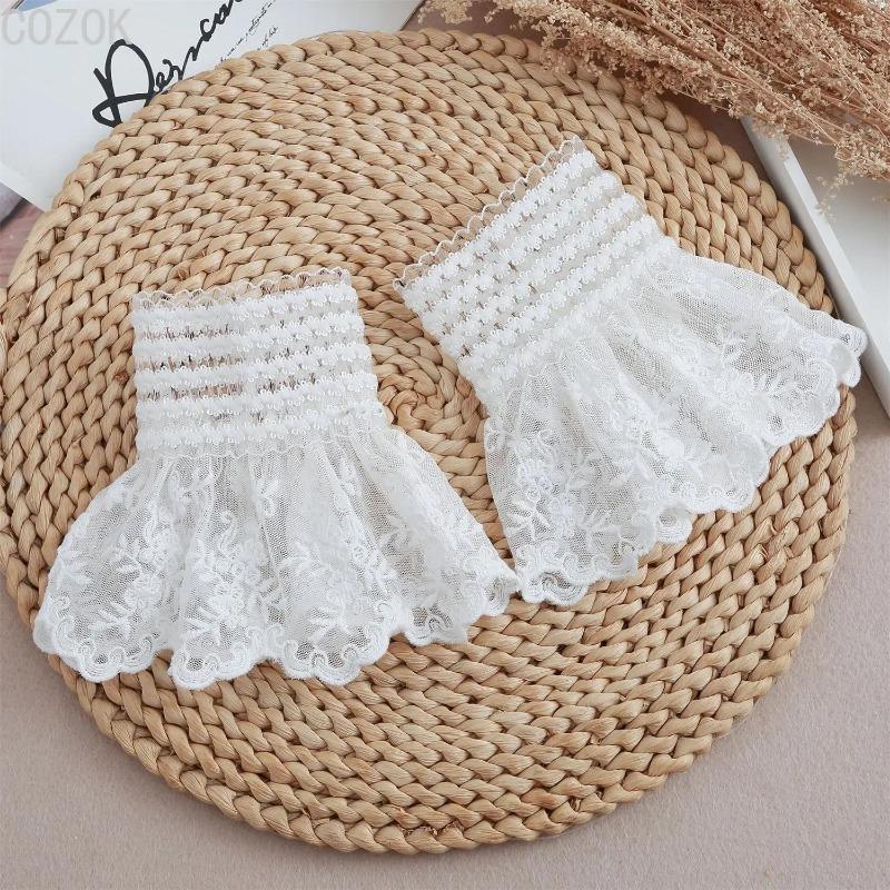 1 pár Odnímatelné hřejivé návleky na zápěstí halenky Gázové Elastické Univerzální Manžety rukávů Falešné manžety Dámské Krajkové manžety Rukávy Manžety svetru