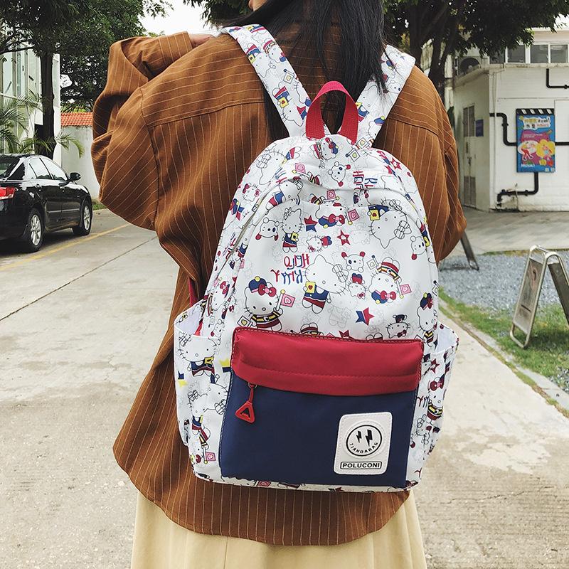 Campus-like Cute Trendy Niche Versatile Schoolbag Printed Graffiti Student Women's Backpack Lightweight Large Capacity Backpack