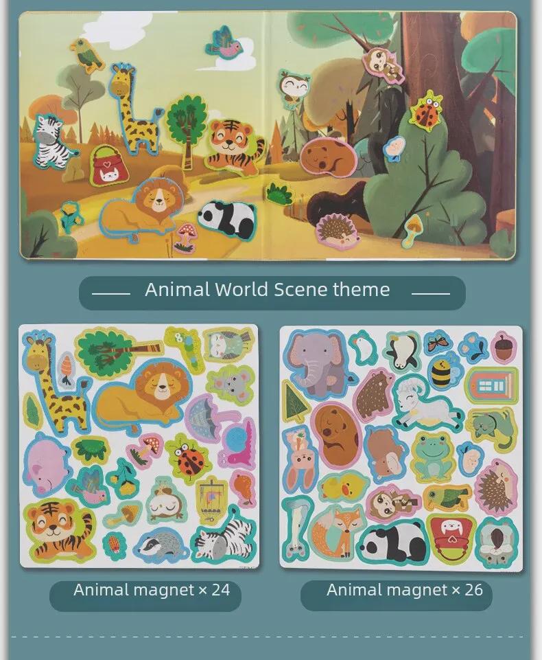 Children's Educational Magnetic Animal & Dinosaur Scene Puzzle Toy