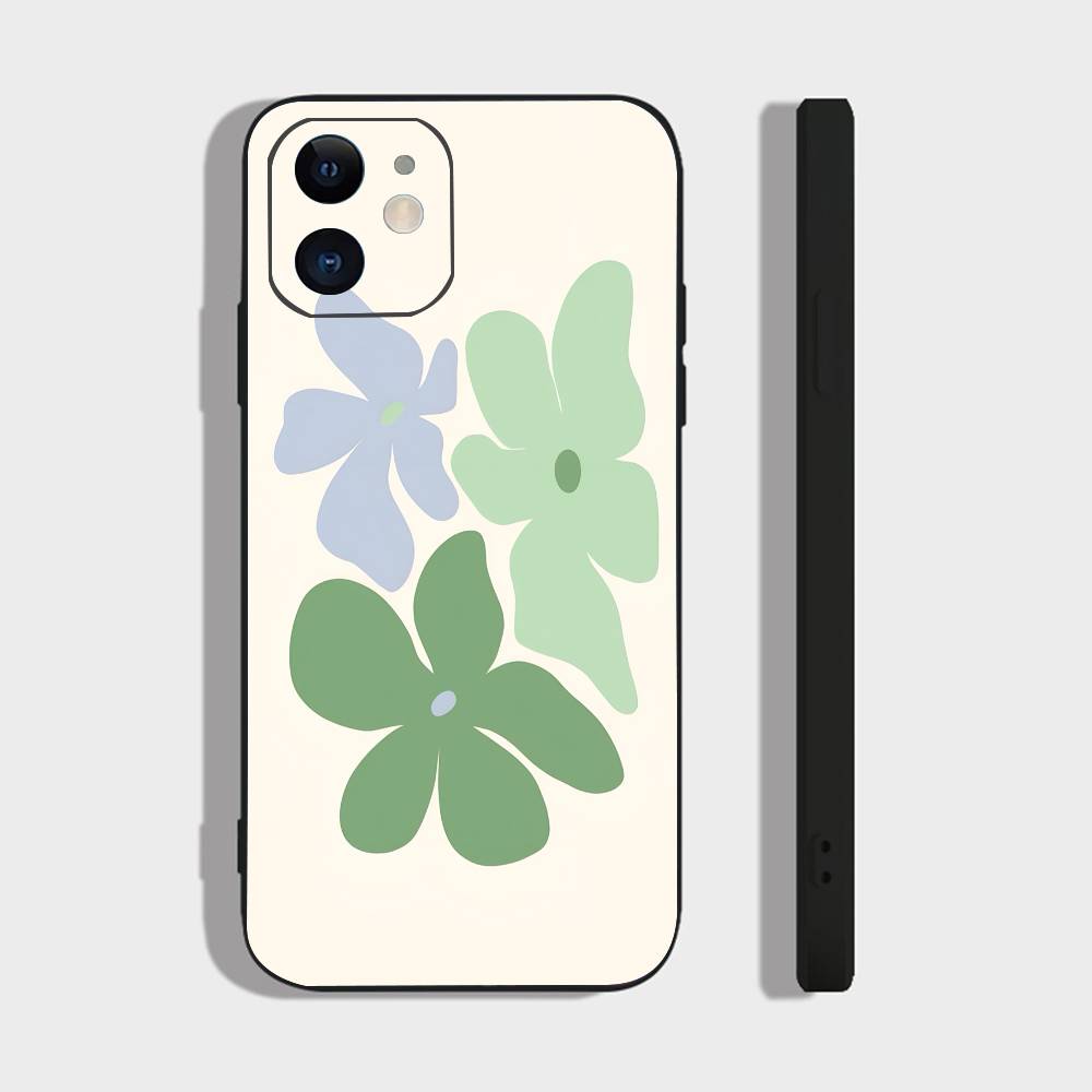 Flower Art For IPhone 15 16 14 Plus 13 12 11 17 Pro Max 17 Air Black Soft Phone Cover