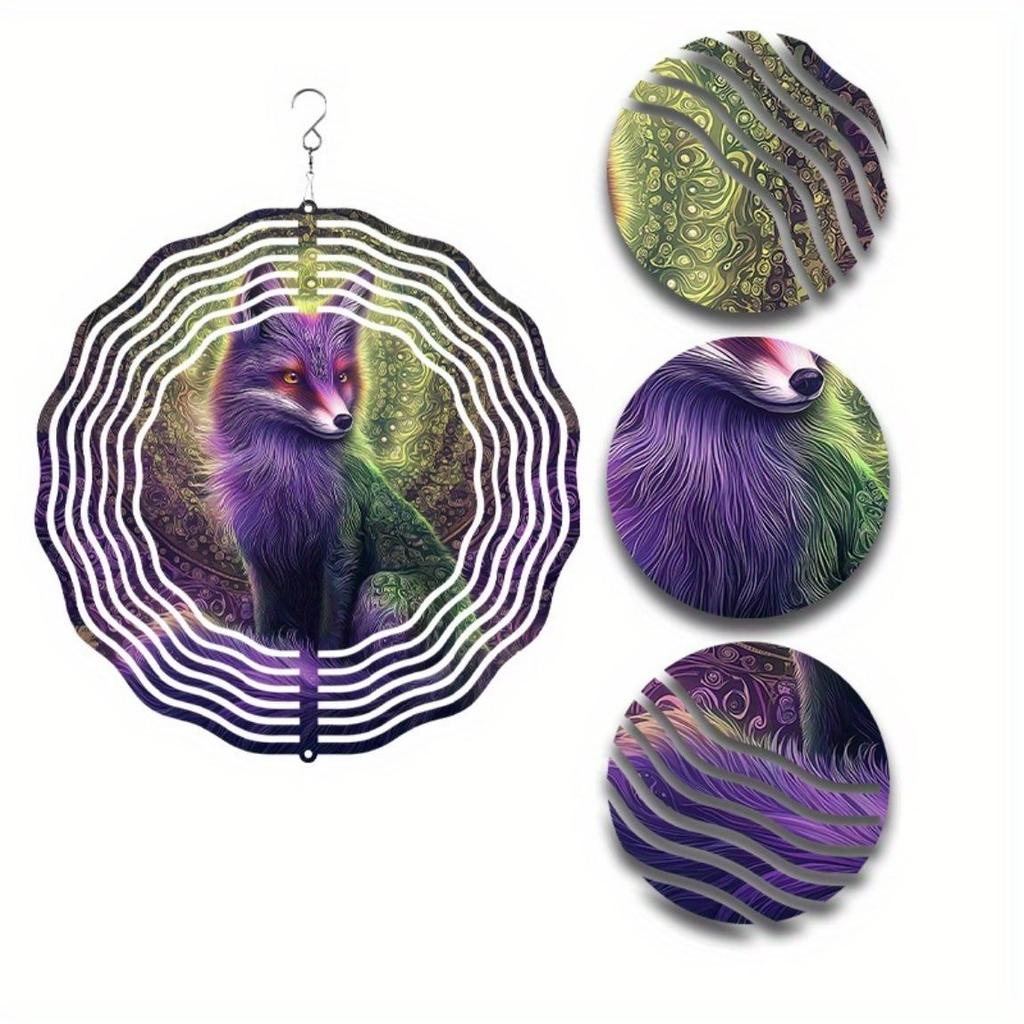10 Inch Fox Wind Chime with 360 Rotating Hook Outdoor Lawn Balcony Decor No Batteries Needed Holiday Gift for Family Friends