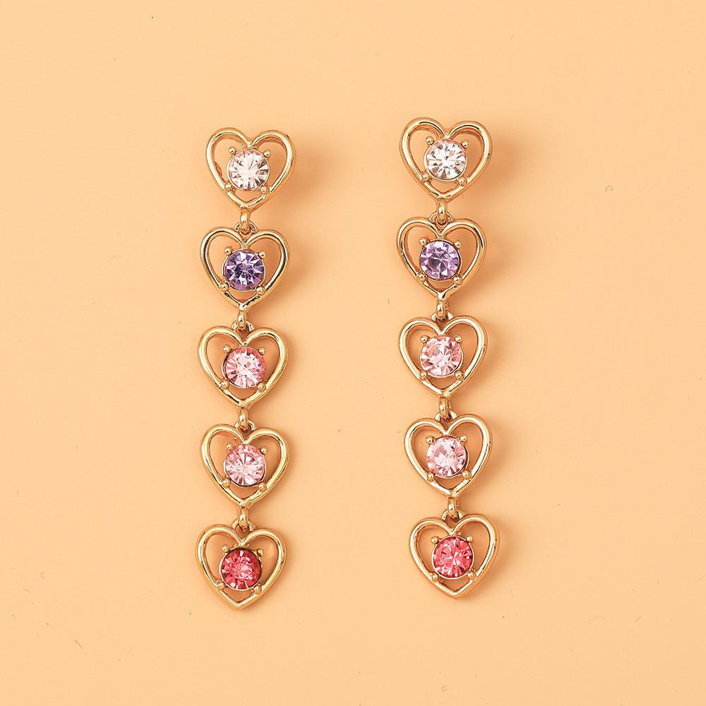 Elegant Heart-shaped Alloy Earrings Trendy Geometric Design For Women In Multiple Colors