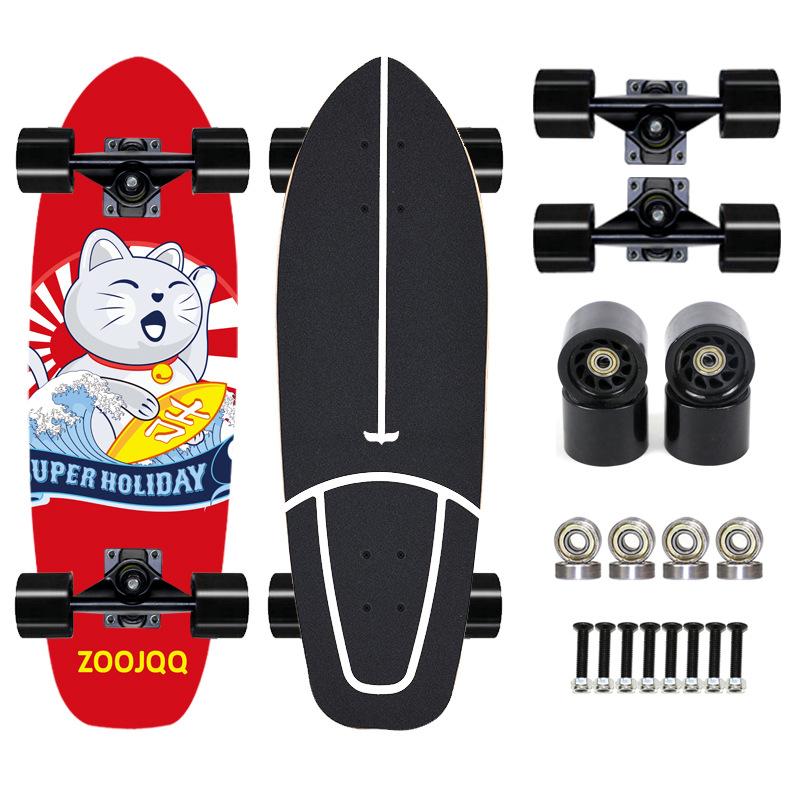 Thailand Maple Big Fish Board Single Upturned Skateboard Walking Board Land Surfboard Brush Street Board Four