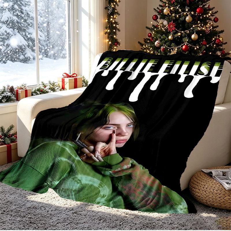 Billie Eilish Pattern Blanket for Home Decoration, Bed, Sofa, Car Travel, Camping, Suitable for All Seasons, Birthday Christmas Gift