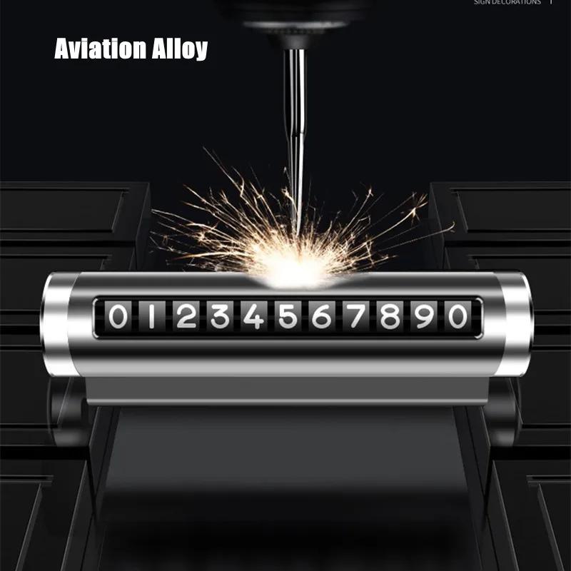 Metal Car Temporary Parking Card Universal Rotate Phone Number Plate Aluminum Stickers Park Stop In Car-styling Auto Accessories