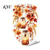 Autumn Theme Party Supplies Fall Thanksgiving Static Window Clings, Pumpkin Maple Leaf Floral Glass Reusable Stickers Decals, Removable Harvest Season