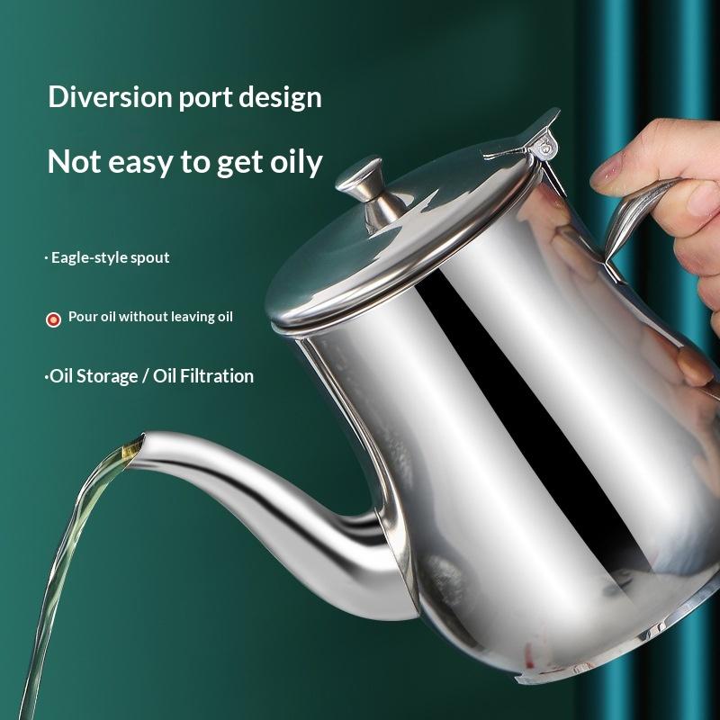 Filter Oil Pot Stainless Steel Household Leak-Proof Wine Pot Pouring Oil Bottle Seasoning Tank Kitchen Supplies Oz Pot Oil Tank