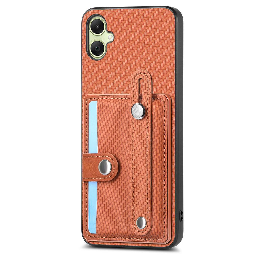 For Samsung Galaxy A05 4G Case Carbon Fiber Texture Leather Phone Back Cover with Card Holder