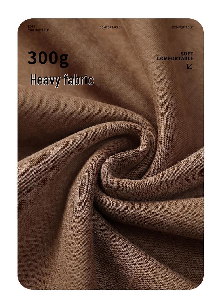 SH&Trend Men's Heavyweight 300g Round Neck Hoodie - Autumn/Winter Patchwork Long Sleeve Pullover
