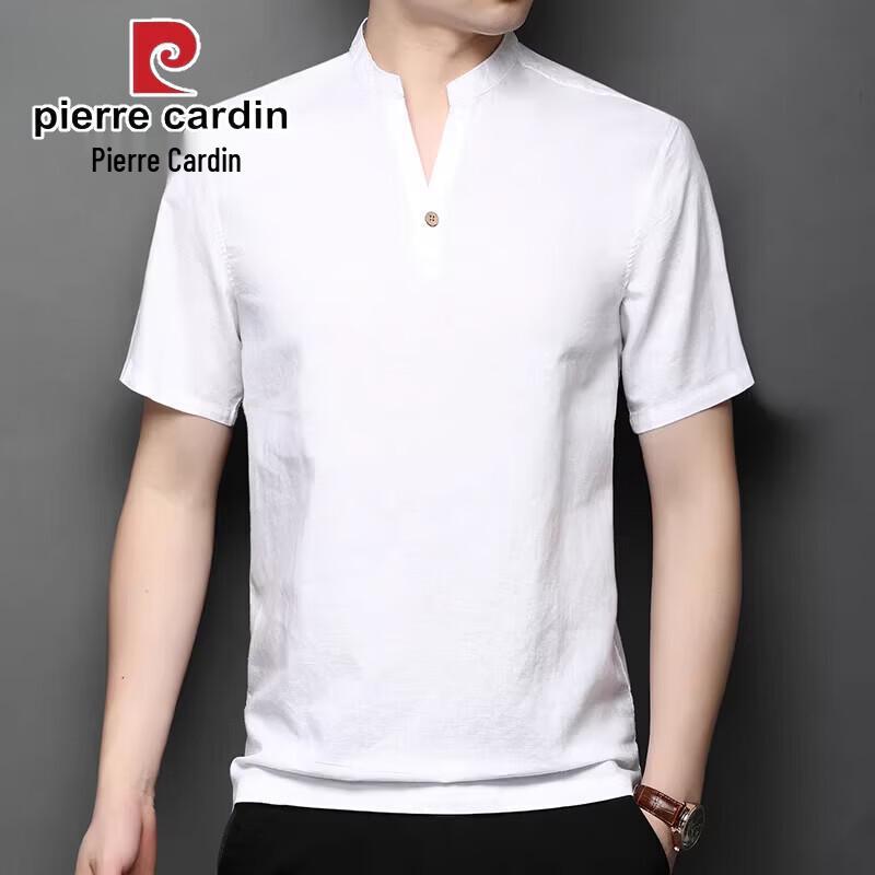 Pierre Cardin Men's Linen Blend V-Neck Short Sleeve T-Shirt