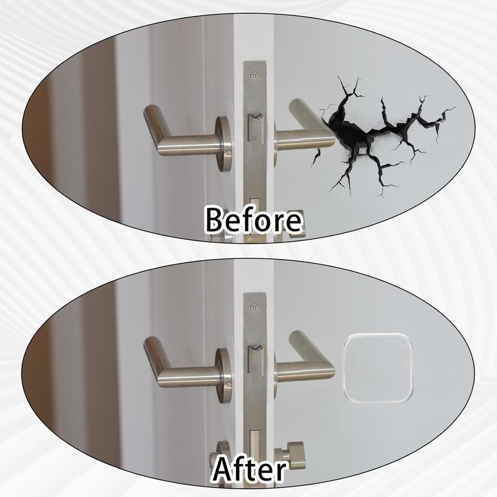 Door Stopper Wall Protector, 12 Pcs Transparent Door Knob Wall Protector Thicken Square Walls Shield Bumper Guard from Doors Knobs, Sturdy Self