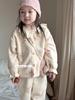 2025 New Children's Fleece-Lined Pajama Set: Girls' Lace Cardigan Homewear for Autumn and Winter