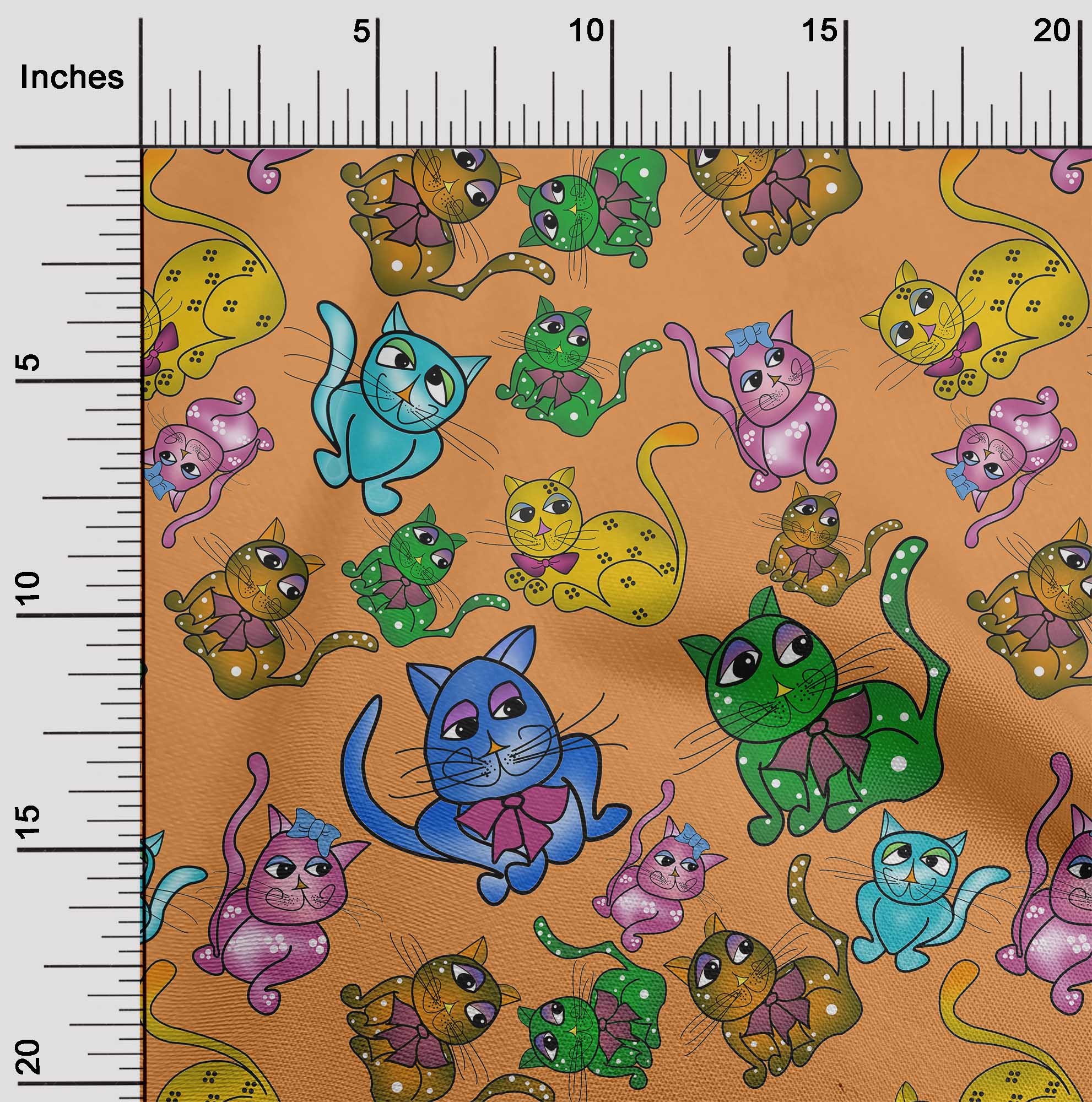 

oneOone Georgette Віскоза Темно-персикова тканина Кошенята Коти Одяг своїми руками Тканина для стьобання Тканина з принтом у дворі 42 дюйма 42 Inch Wide - Viscose Chiffon помаранчевий