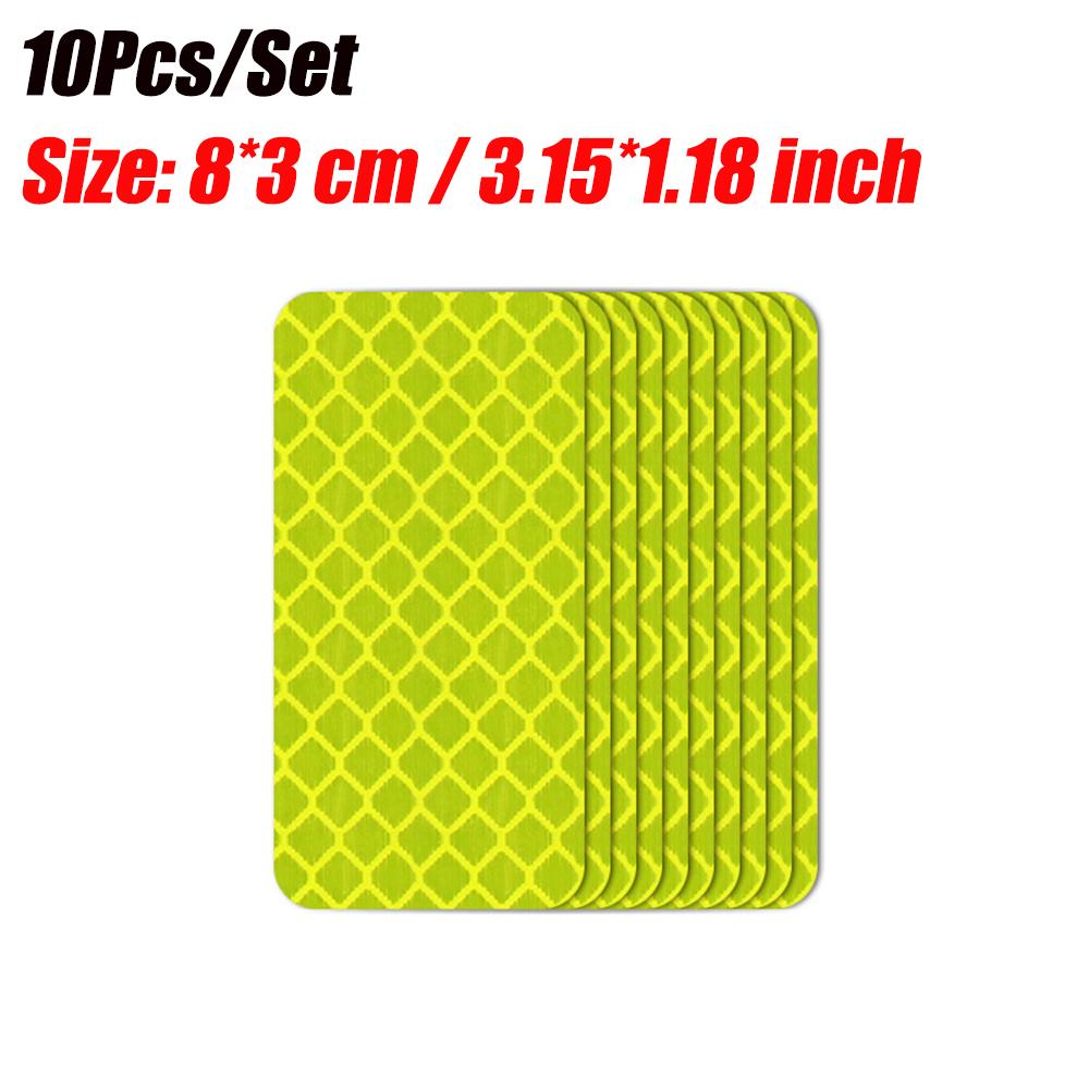 

10 шт./набор Светоотражающие наклейки для бампера автомобиля/мотоцикла для повышения безопасности при ночной езде, стиль для автомобиля, прицепа, велосипеда