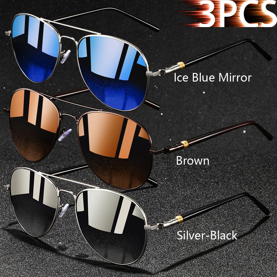 1PCS Vintage Ellipse Metal Frame Pilot Sunglasses Men Women UV400 Night Vision Fishing Driving Eyewear