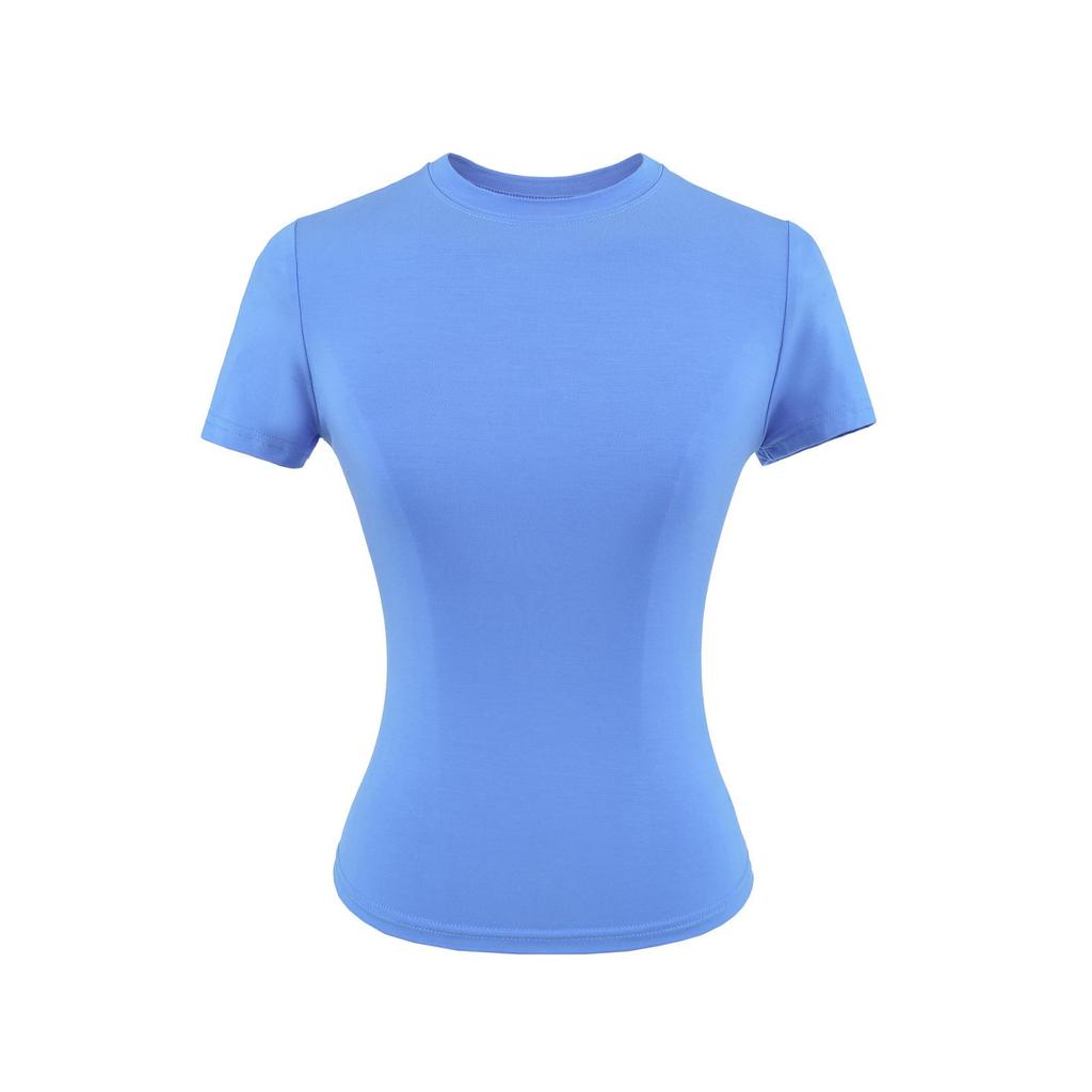 2024 American Women's Slim Fit Round Neck Short Sleeve Stretch T-Shirt