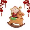 God Of Wealth Statue Chinese New Year Desktop Decoration Resin Lucky Rocking Horse Ornament Spring Festival Gifts