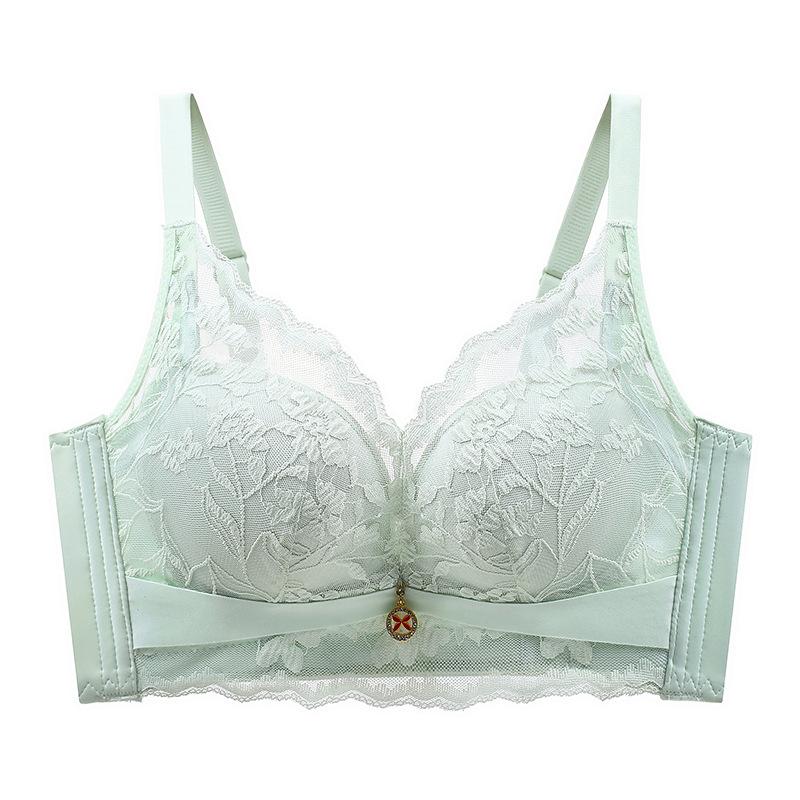 Hole Cup Lace Women's Thin No Steel Ring Adjustment Bra Cover Gathers Medium and Thick Breasts To Prevent Sagging