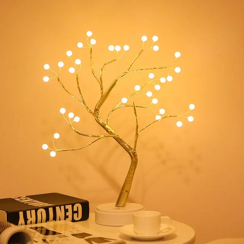 USB LED Tree Lamp Fairy Night Lights Touch Switch Tabletop Decor for Living Room Bedroom Wedding Valentine Christmas Gift
