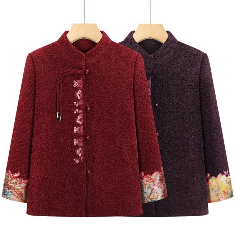 Old Man Winter Coat Mother Winter Clothes Old Lady Stand-up Collar Fleece Thickened Coat Top