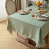 Embroidered Fringe Table Cloth Modern Simple Rectangle Cotton Linen Cover Dining Coffee
