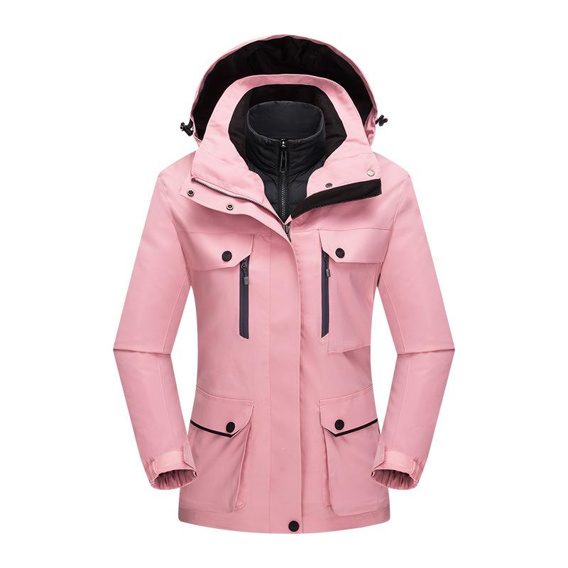 Unisex 3-in-1 Waterproof Down Jacket with Detachable Fleece Liner for Autumn/Winter Mountaineering