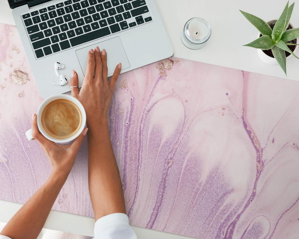 Gaming Mousepad with Marble Floral Pattern for Desk 120X60 Cm