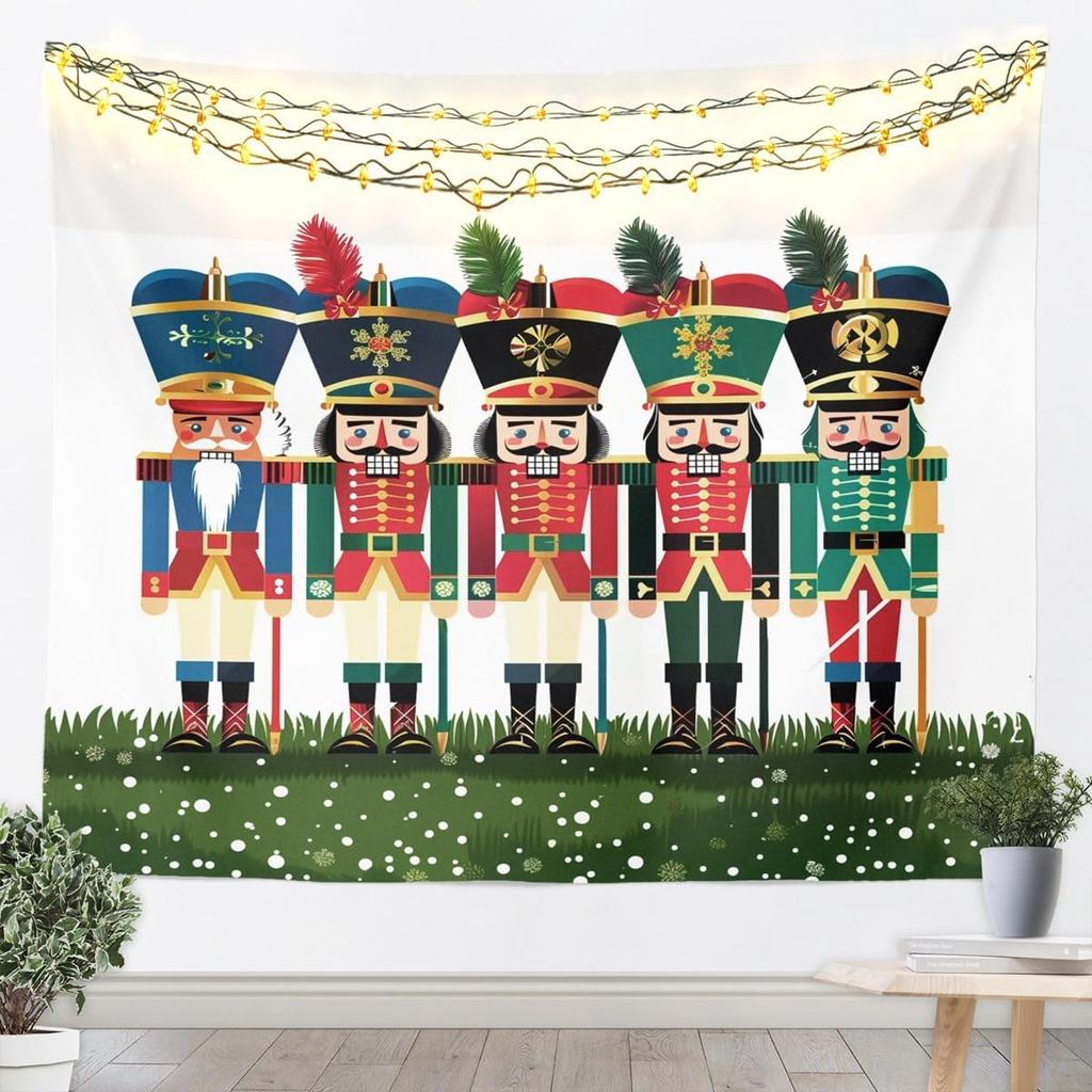 Christmas Nutcracker Tapestry for Bedroom Aesthetic Botanica Garden Wall Tapestry Aesthetic Soldier Royal Guarder Tapestries