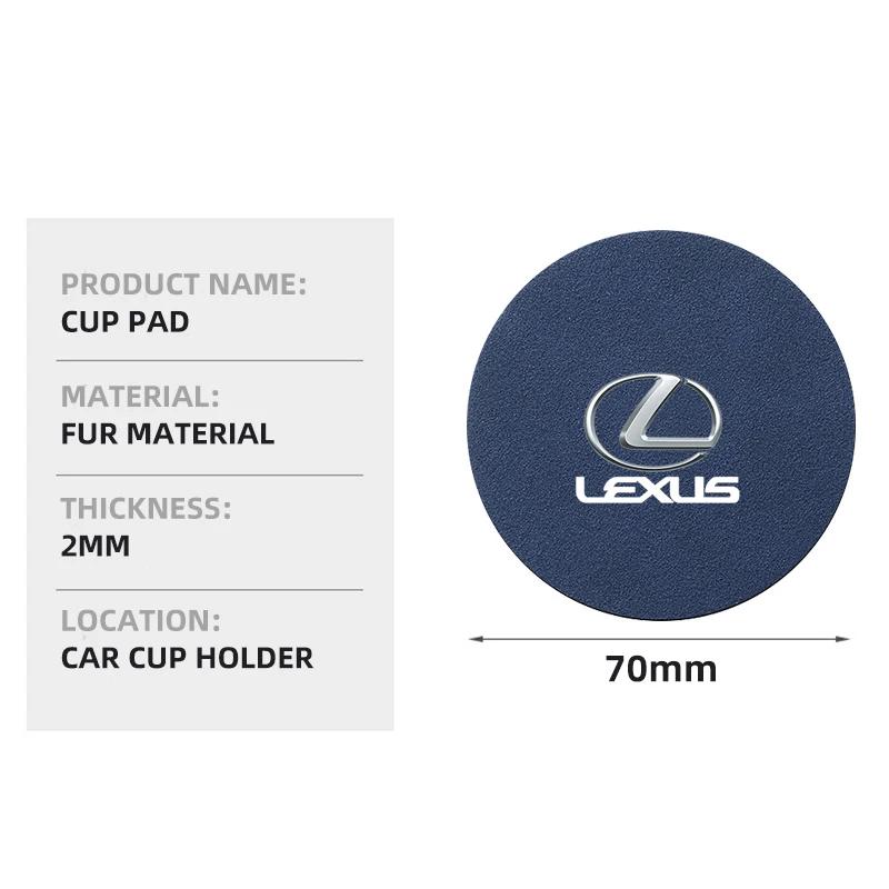 2Pcs Car Suede Water Cup Pad Anti-slip Coaster Accessorys For Lexus F SPORT IS250 IS200 CT200h GS300 LS430 RX450h LX570 IS300