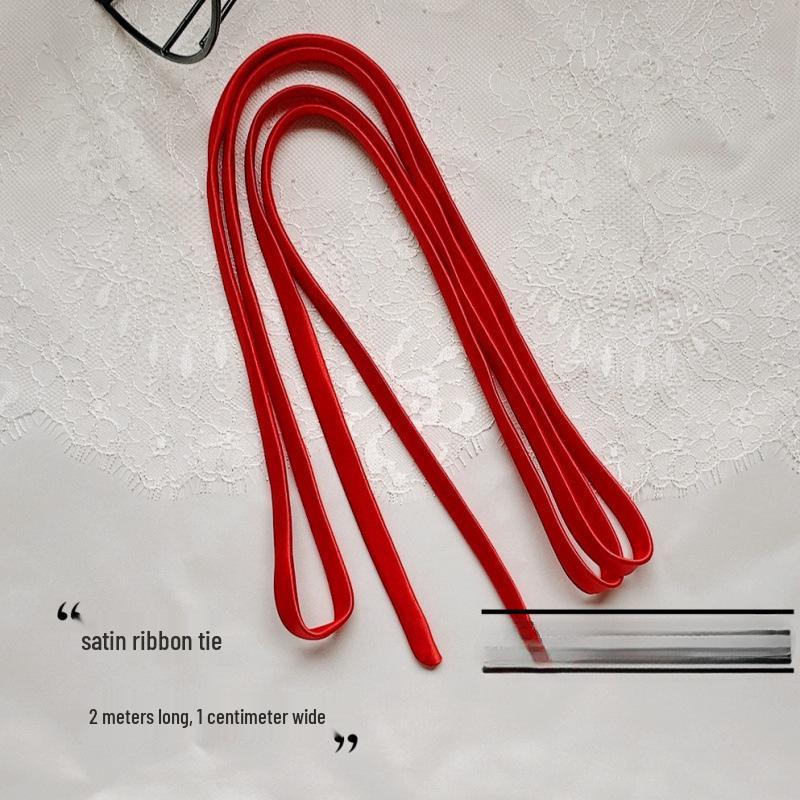 שמלת כלה מסאטן עם שרוכים, פפיון וסרט לשיער, עמידה ורב-תכליתית לכלה