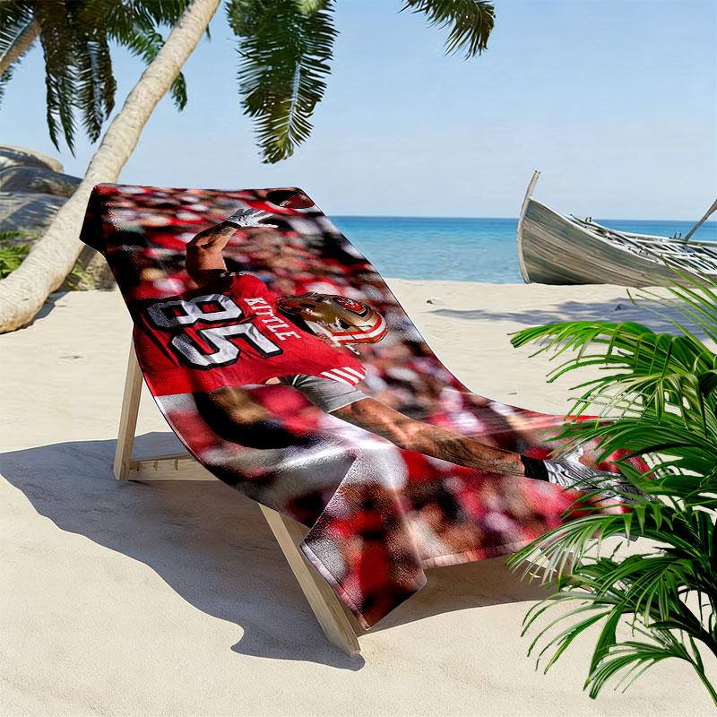 George Kittle Print Beach Towel, Large Soft Quick Dry Towel for Beach Camping Swimming