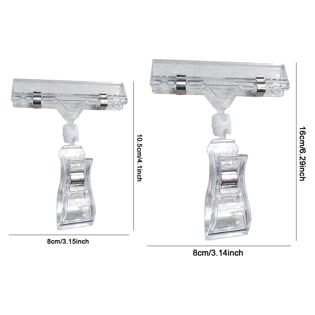 25 Pcs Plastic Sign Holder Clip Clear Merchandise Sign Clip Rotatable Double Head Display Clips for Retail Rack Baskets Or Cards