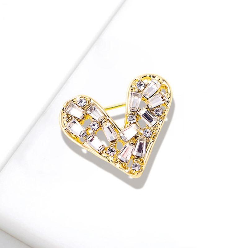 Romance Alloy Heart Brooch Decoration With Zircon Ideal For Dresses And Formal Attire