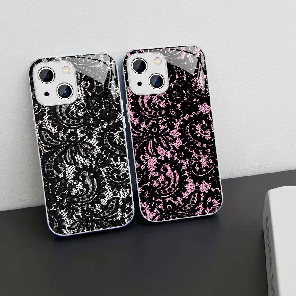 Lace Style Tempered Glass For Iphone 14 13 12 11 Pro Mini XS MAX 14Plus X XS XR Cover
