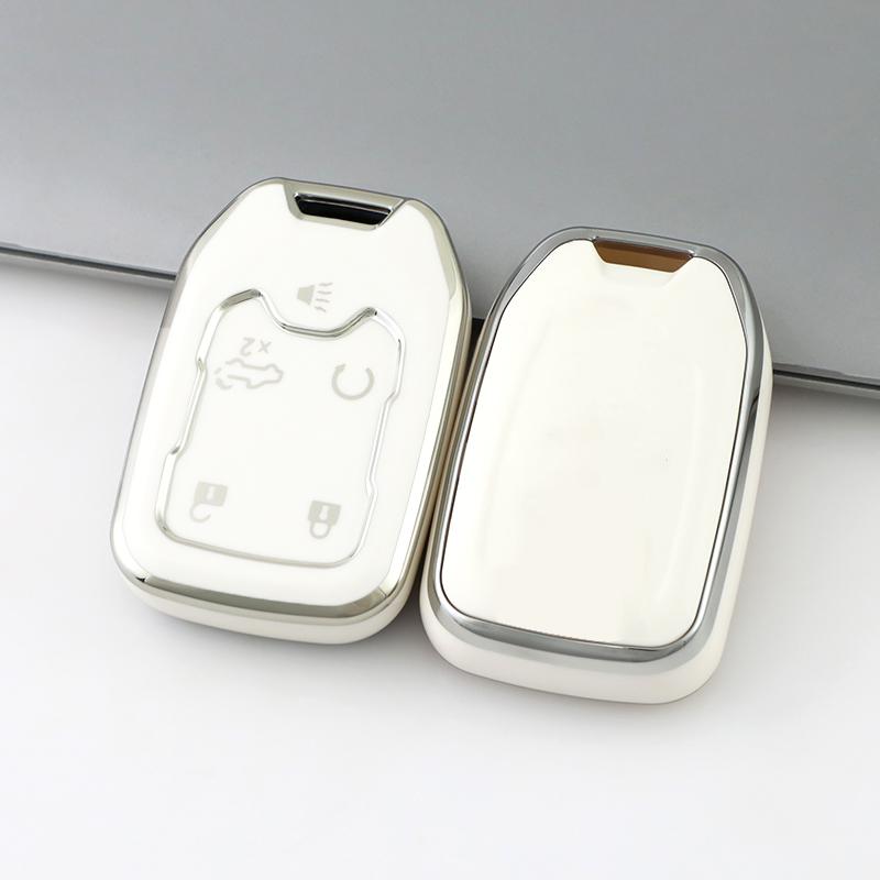5/6 Buttons Silver Edge for GMC Terrain Yukon Chevrolet Suburban Tahoe TPU Car Smart Key Case Protector Cover Keyless Auto Accessories